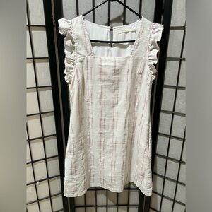 ELLISON Light Pink Striped Ruffle Sleeve A- LINE Dress SIZE M